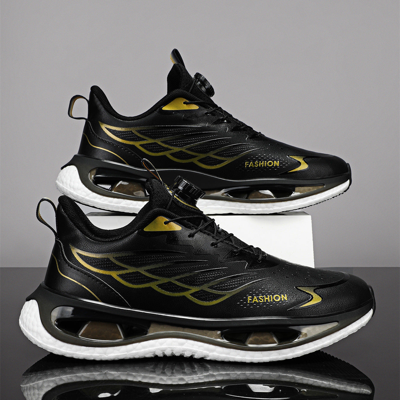 Shock Absorption Rotating Youth Button Sneaker