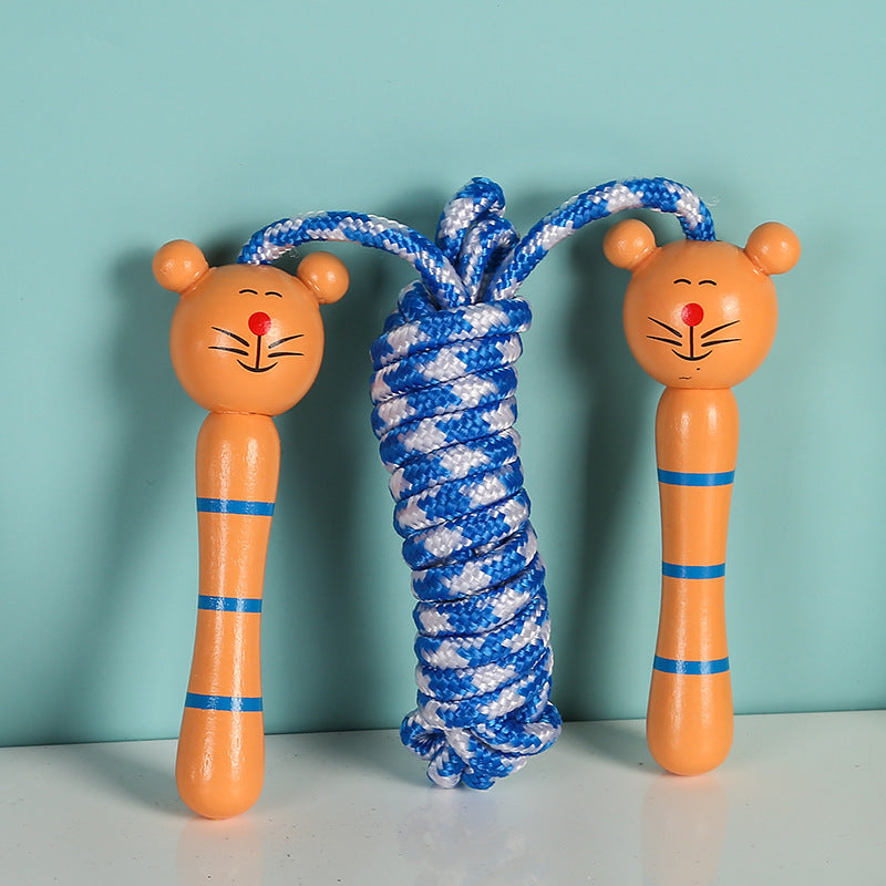 Cartoon Wooden Handle Children's Jumping Rope