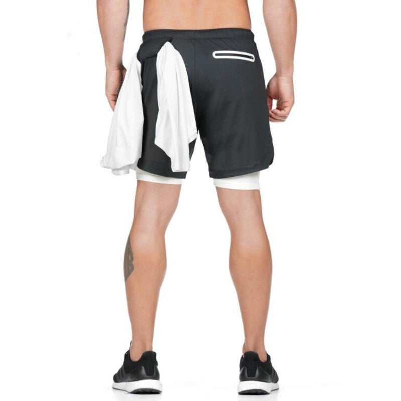 Running Shorts Men 2 In 1 Double-deck Quick Dry GYM  Fitness Jogging Workout  Pants