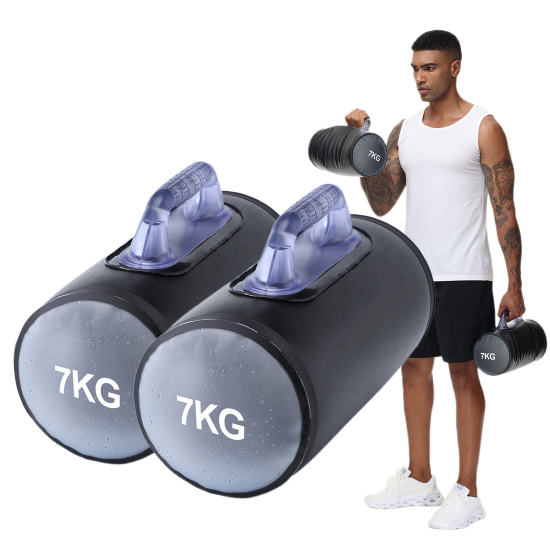 14kg A Pair Of Water Filling Dumbbell Foldable Portable